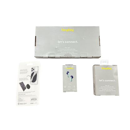 4pcs Heyday Wireless Keyboard, Mouse & Earbuds Bundle + Case-Mate Lip Gloss Holder Mint & Purple