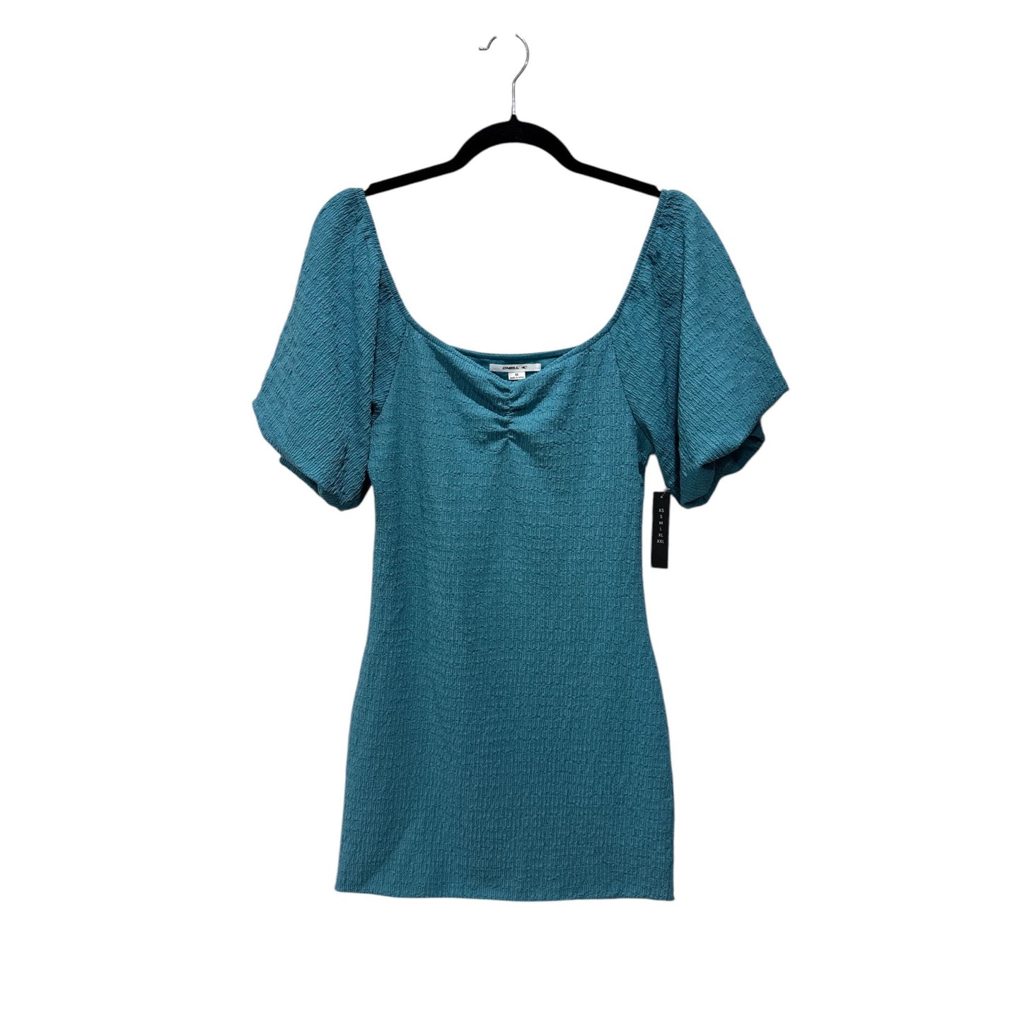 ONeill Women's Blue Smocked Mini Dress With Puff Sleeves Size M