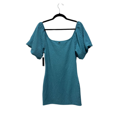 ONeill Women's Blue Smocked Mini Dress With Puff Sleeves Size M