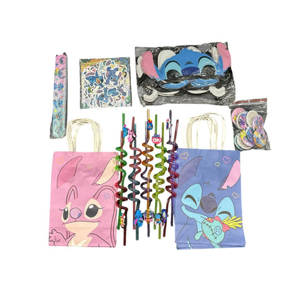 Lilo & Stitch Party Favor Set With Bags, Stickers, Masks, Straws, Slap Bracelets & Pins