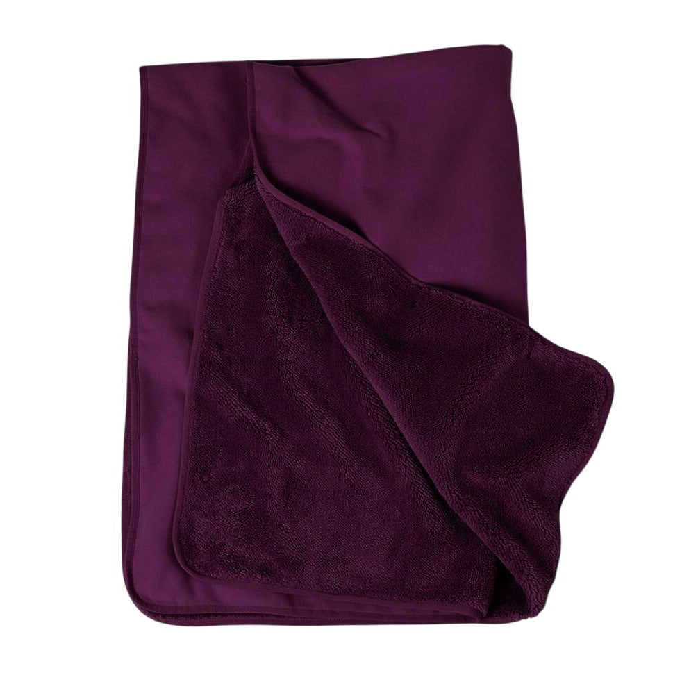 Fleece Lined Sherpa Blanket Cape Wrap 54"W X 33"L Heat Retention Plum Purple