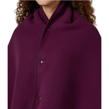 Fleece Lined Sherpa Blanket Cape Wrap 54"W X 33"L Heat Retention Plum Purple