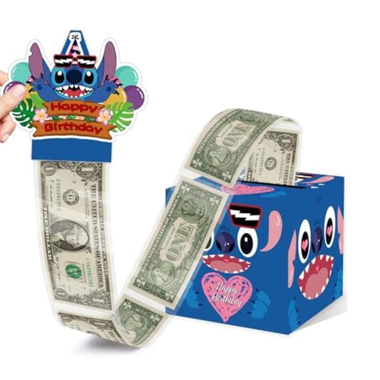 Happy Birthday Money Gift Box With Cartoon Design & Pull-Out Money Holder For Kids