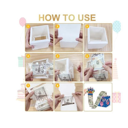 Happy Birthday Money Gift Box With Cartoon Design & Pull-Out Money Holder For Kids
