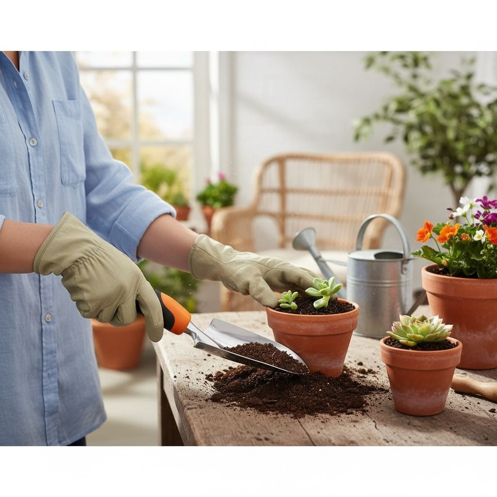 Set Of 2 Fiskars Ergo Handle Planting & Potting Trowels, Durable Tools For Gardening