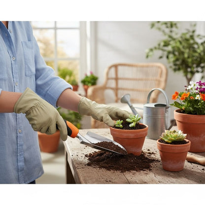 Set Of 2 Fiskars Ergo Handle Planting & Potting Trowels, Durable Tools For Gardening