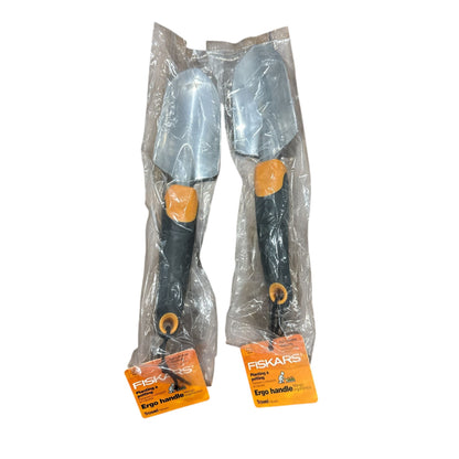 Set Of 2 Fiskars Ergo Handle Planting & Potting Trowels, Durable Tools For Gardening