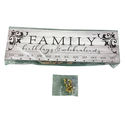 Family Birthday & Celebration Reminder Calendar With Wooden Tags 16.5" x 5" Rustic Wall Hanging