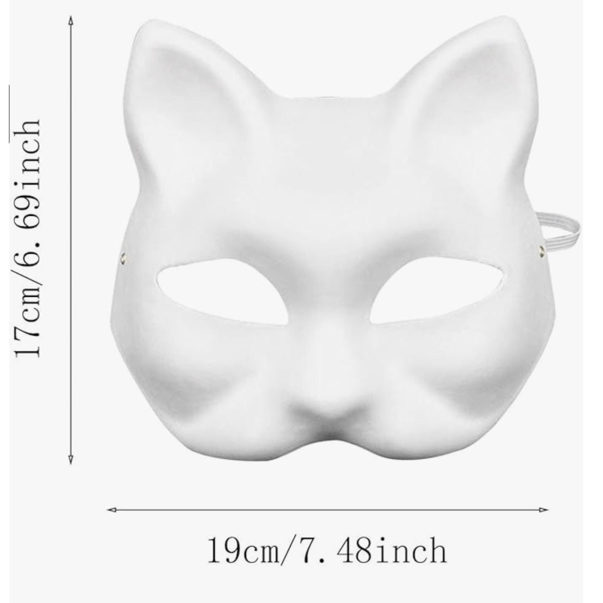 10PCS White Cat Masks, Cosplay Costume DIY Unpainted Masquerade Mask Animal Mask for Masquerade Cosplay Party