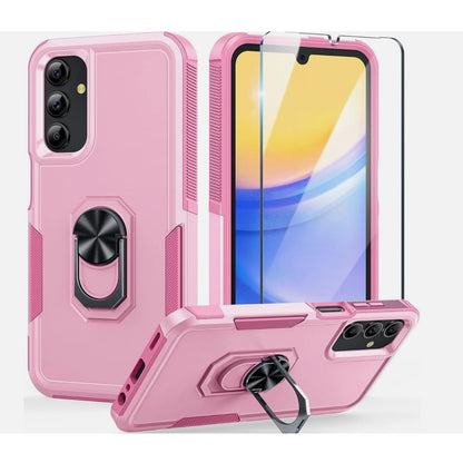 Samsung Galaxy A54 Case With Tempered Glass Shockproof Magnetic Ring Holder Kickstand Pink