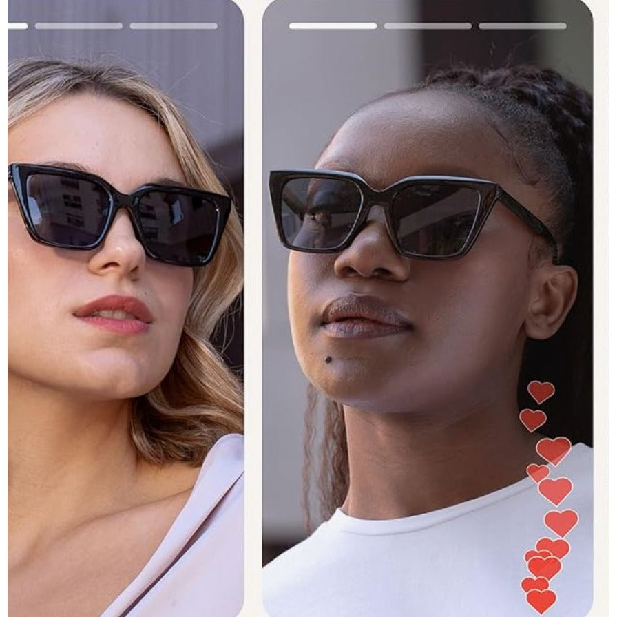 Oversized Polarized UV400 Sunglasses For Women Black Square Frame Timeless Design