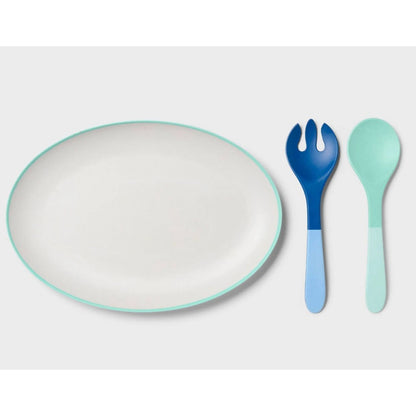 Sun Squad 18" Oval Serve Platter with Utensils- 3 Pieces