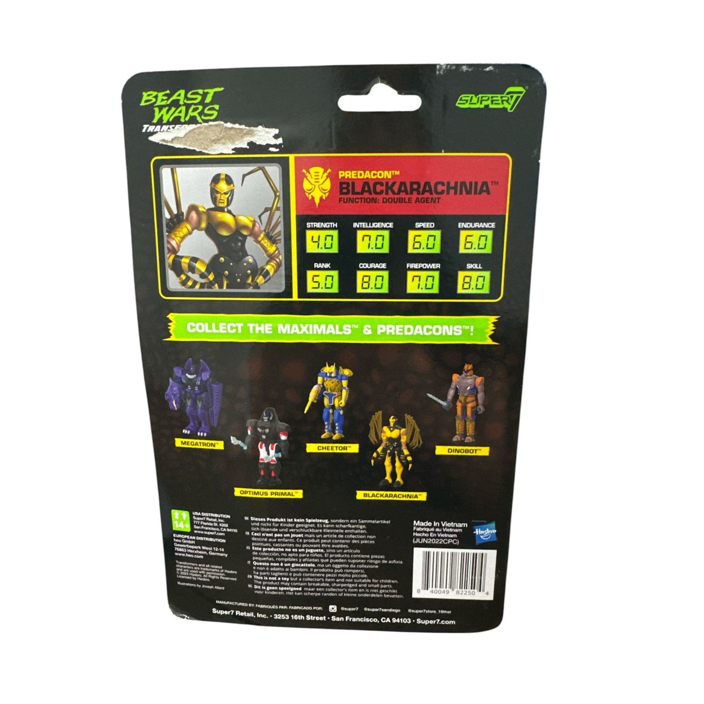 Beast Wars Transformers Blackarachnia Super7 Reaction Figure New Sealed
