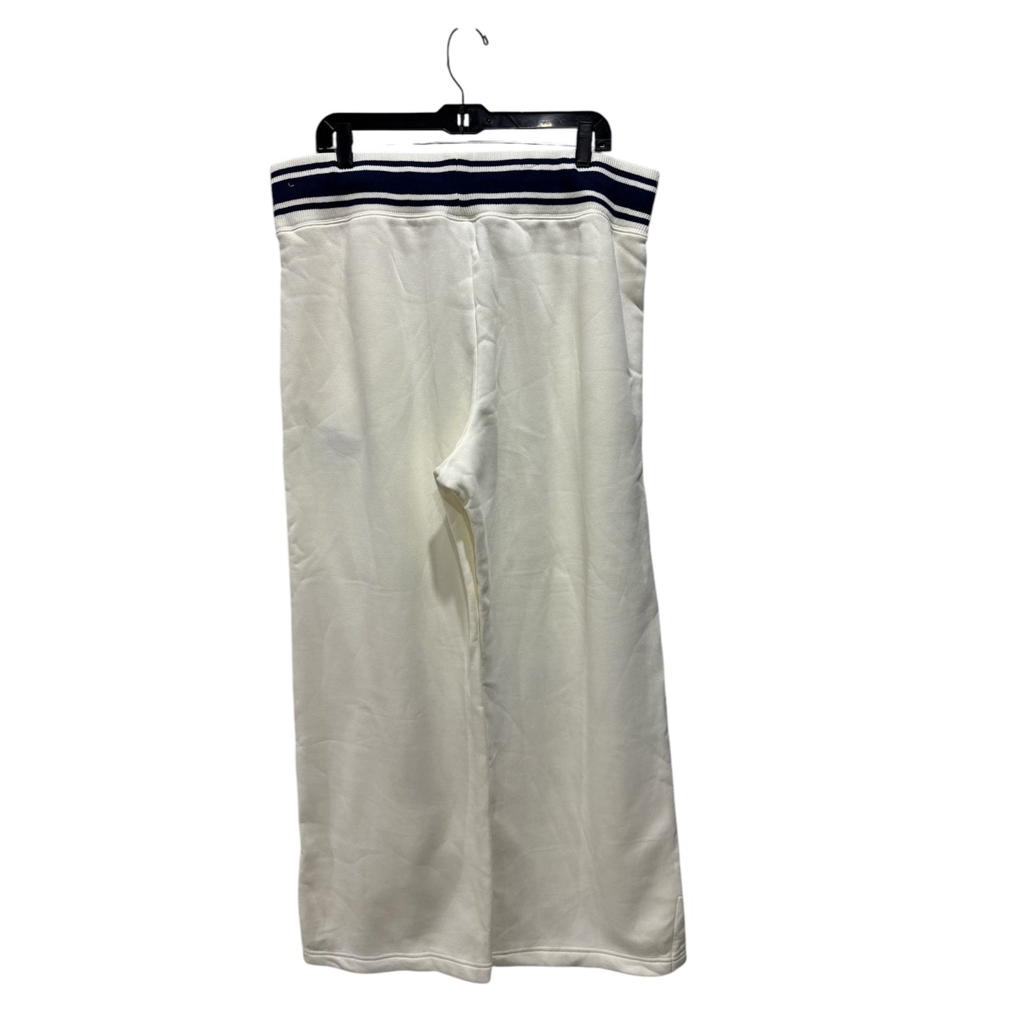 Nike Men's Athletic Track Pants XL With Embroidered Logo, Elastic Waistband & Drawstrings, White/Navy Cotton Blend