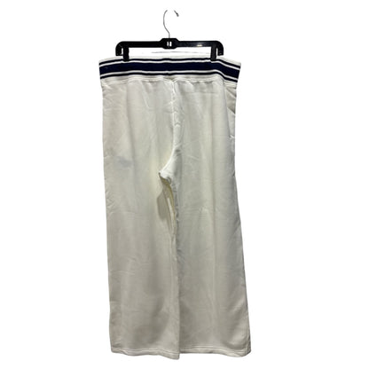 Nike Men's Athletic Track Pants XL With Embroidered Logo, Elastic Waistband & Drawstrings, White/Navy Cotton Blend