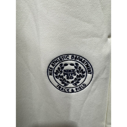 Nike Men's Athletic Track Pants XL With Embroidered Logo, Elastic Waistband & Drawstrings, White/Navy Cotton Blend