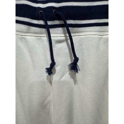 Nike Men's Athletic Track Pants XL With Embroidered Logo, Elastic Waistband & Drawstrings, White/Navy Cotton Blend