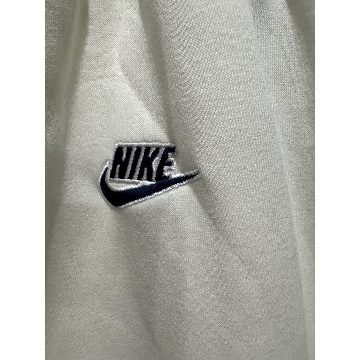 Nike Men's Athletic Track Pants XL With Embroidered Logo, Elastic Waistband & Drawstrings, White/Navy Cotton Blend