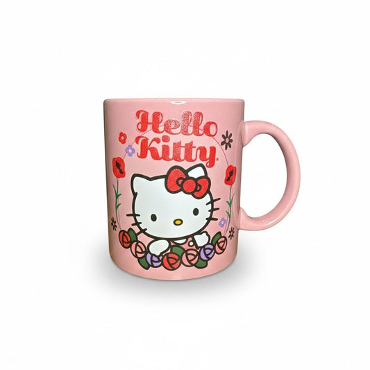 Hello Kitty Pink Ceramic Mug With Floral Design 20 Oz By Silver Buffalo