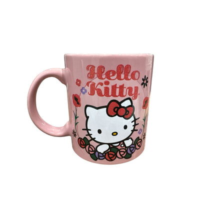 Hello Kitty Pink Ceramic Mug With Floral Design 20 Oz By Silver Buffalo