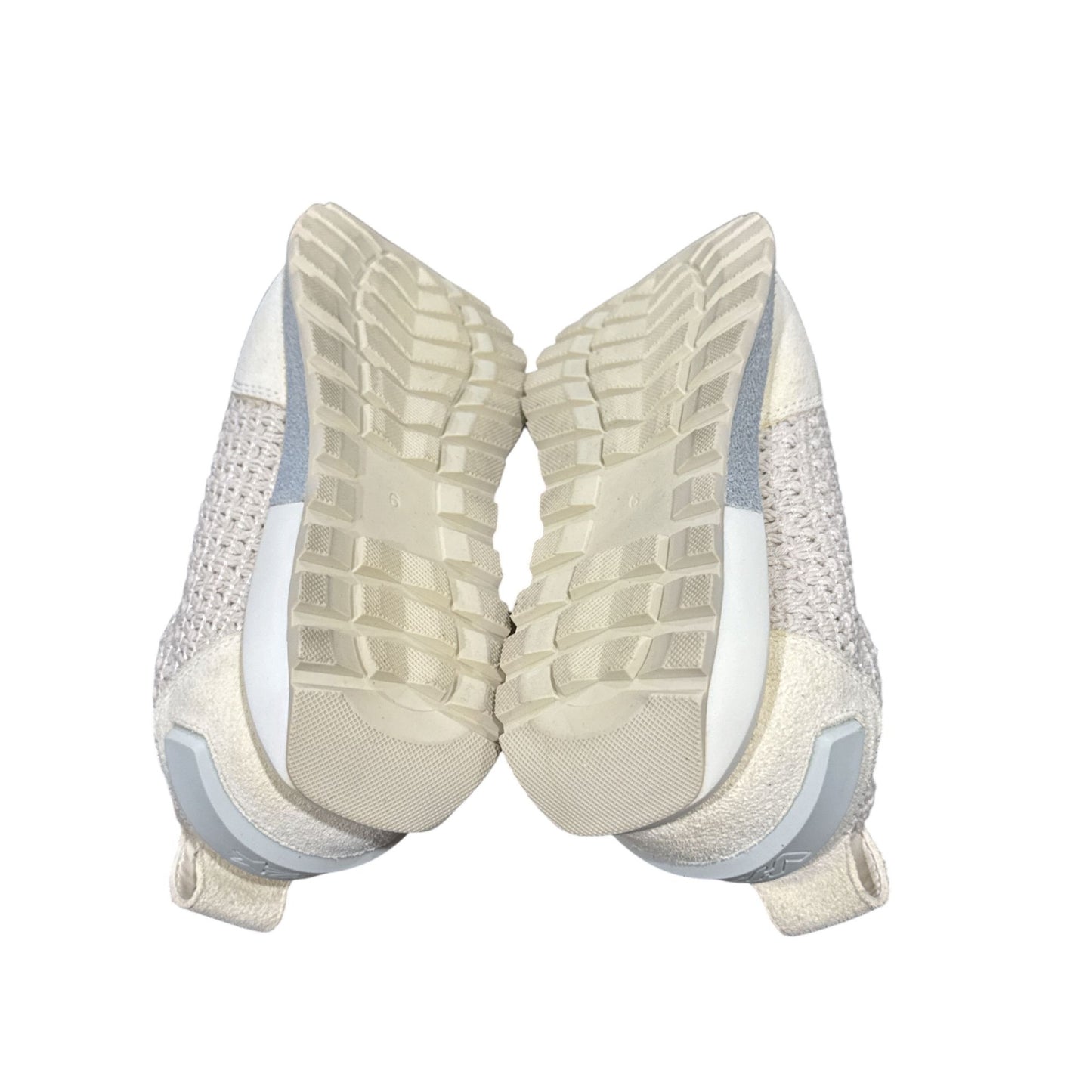 Vintage-Style Beige SIZE 6 Athletic Sneakers With Woven Knit Upper & Suede Accents, Lace-Up Design, Extra Laces Included, Lightweight Sole