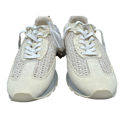 Vintage-Style Beige SIZE 6 Athletic Sneakers With Woven Knit Upper & Suede Accents, Lace-Up Design, Extra Laces Included, Lightweight Sole