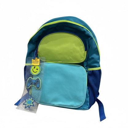 Cat & Jack Kids Backpack Blue & Green With Adjustable Straps & Patches
