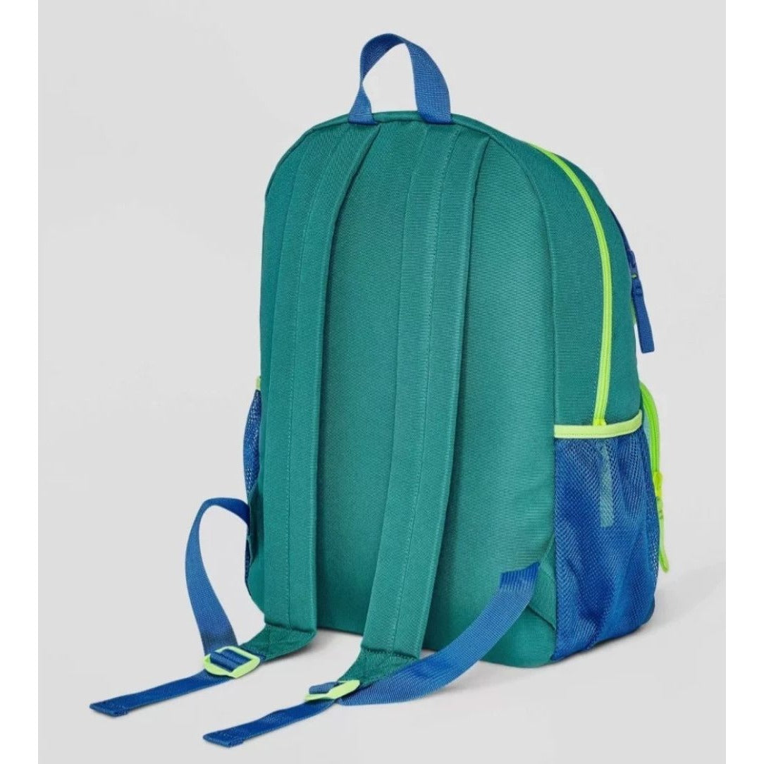 Cat & Jack Kids Backpack Blue & Green With Adjustable Straps & Patches