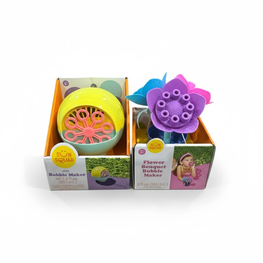 Sun Squad Mini & Flower Bouquet Bubble Makers 2 Oz Kids Outdoor Fun Set