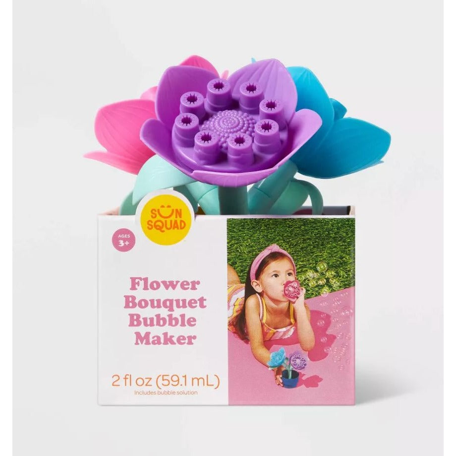 Sun Squad Mini & Flower Bouquet Bubble Makers 2 Oz Kids Outdoor Fun Set