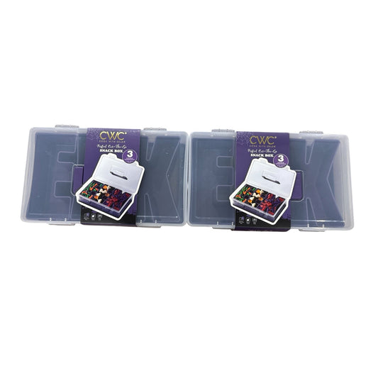 Set of 2 CWC Halloween Snack Boxes With 3 Compartments For Candy & Snacks BPA-Free Purple Lid Portable Design