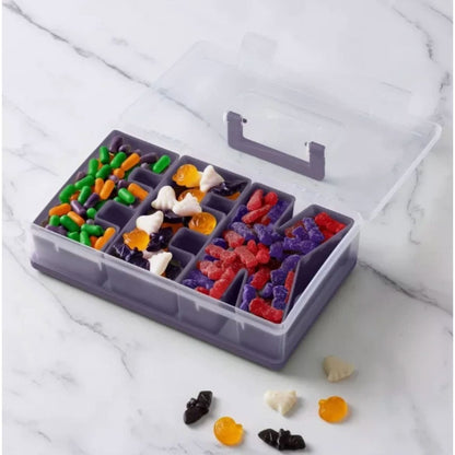 Set of 2 CWC Halloween Snack Boxes With 3 Compartments For Candy & Snacks BPA-Free Purple Lid Portable Design