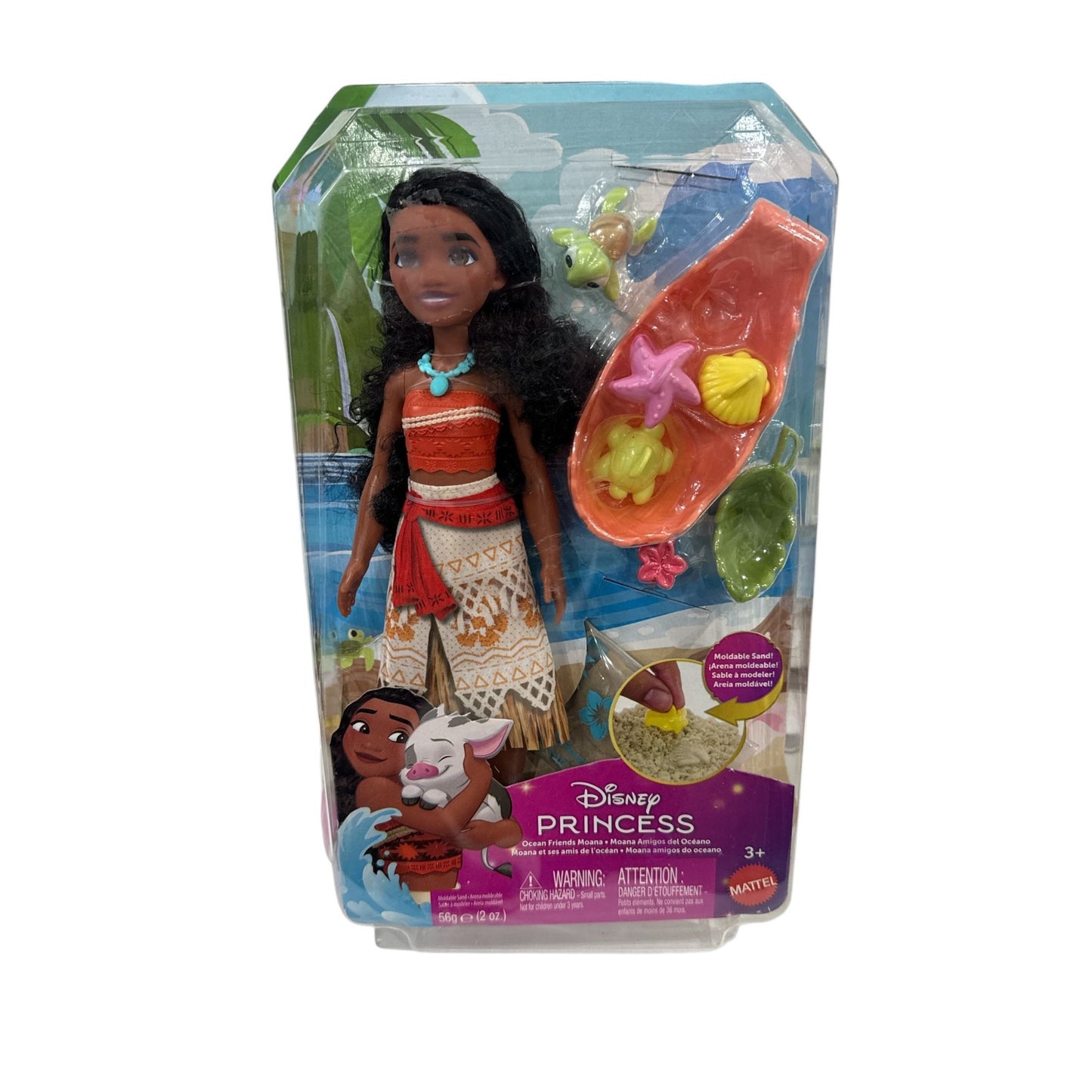 Disney Princess Ocean Friends Moana Doll With Accessories & Moldable Sand Set For Kids Ages 3+