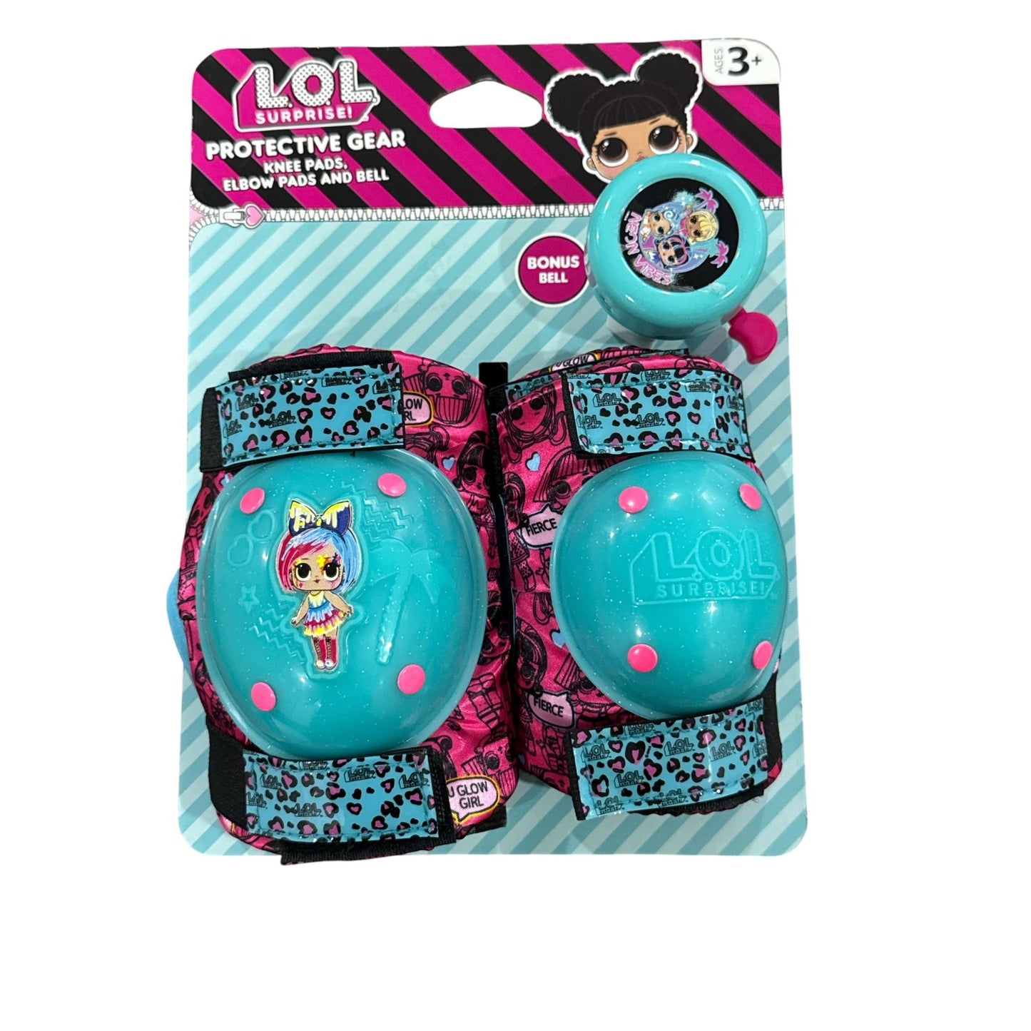 L.O.L. Surprise! Protective Gear Set With Knee Pads, Elbow Pads, & Bonus Bell For Ages 3+ Adjustable Straps