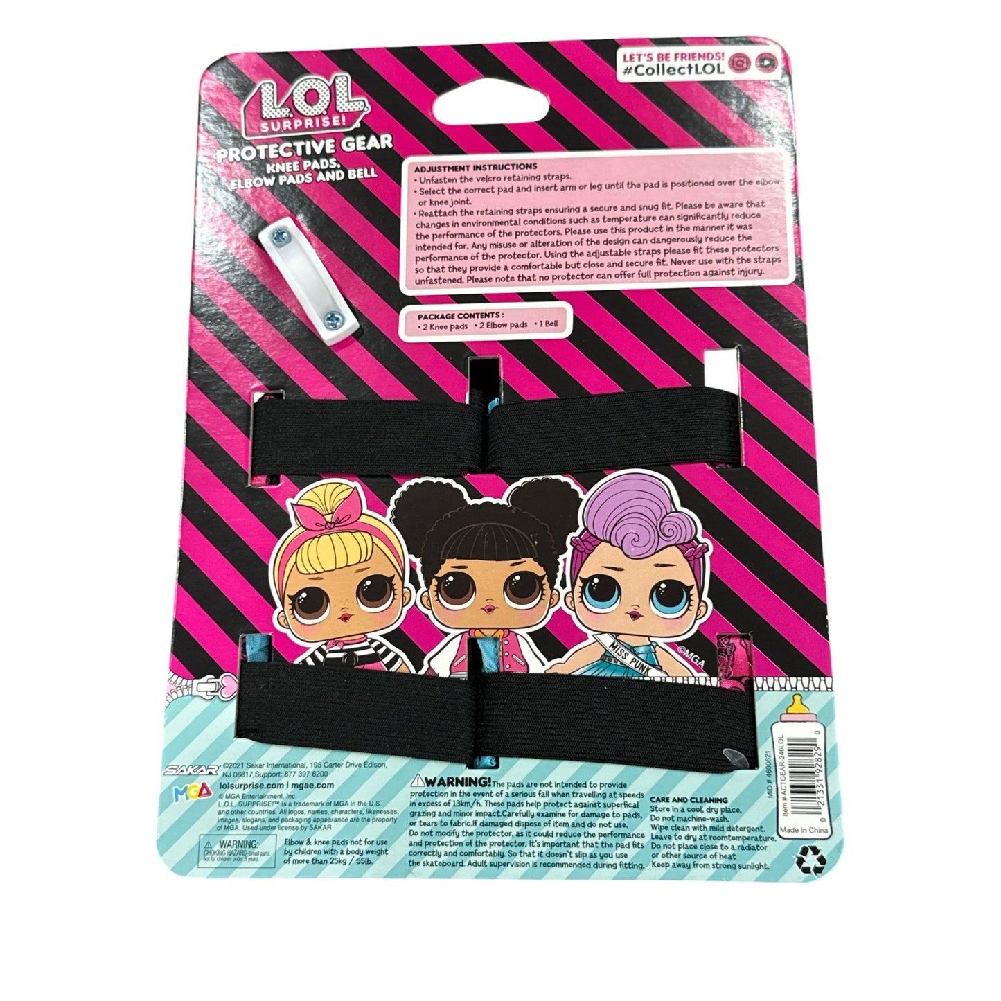 L.O.L. Surprise! Protective Gear Set With Knee Pads, Elbow Pads, & Bonus Bell For Ages 3+ Adjustable Straps