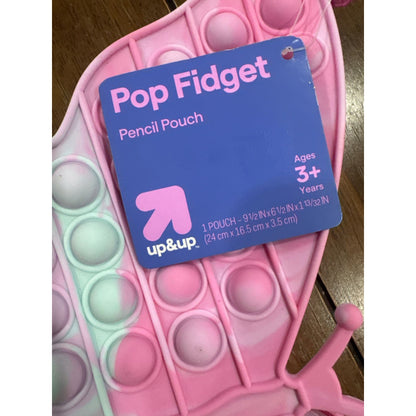 Pop Fidget Butterfly & Football Pencil Pouches For Kids Ages 3+ Silicone Multi-Colored & Brown 9.5"x6.5"x1.5" & 9.5"x5.75"x1.5"