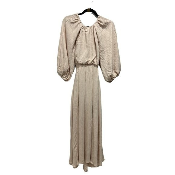 ASOS Edition Beige Maxi Dress With Balloon Sleeves & Smocked Waist 2
