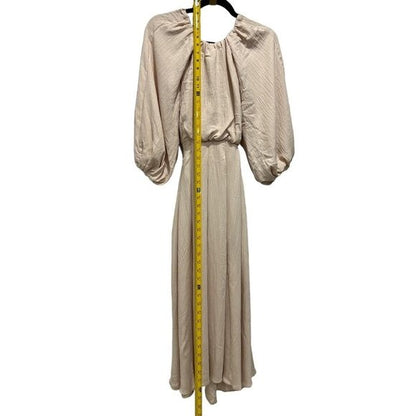 ASOS Edition Beige Maxi Dress With Balloon Sleeves & Smocked Waist 2