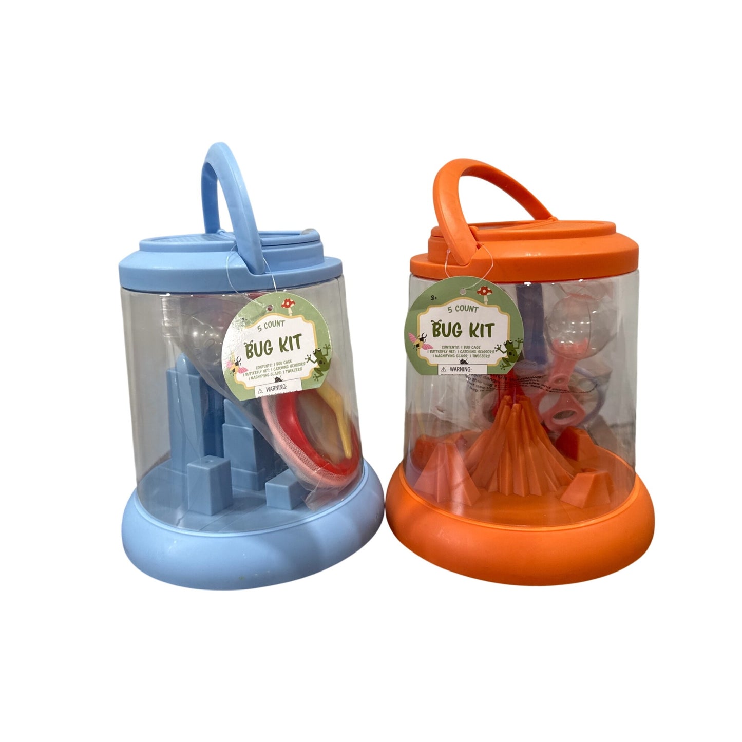 (Set of 2)5-Count Bug Kit With Magnifying Tools & Tweezers In Orange & Blue Carry Cases For Kids Age 3+