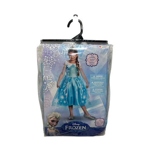 Disney Frozen Elsa Costume Dress With Tiara For Kids Size S 4-6X - Sparkling Blue Snowflake Design