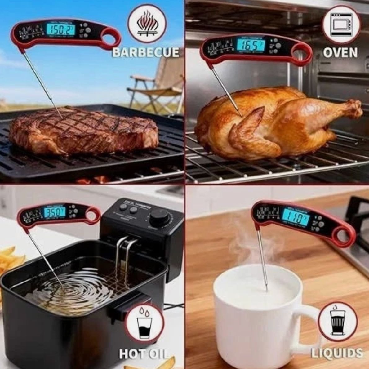 Instant Read Digital Thermometer With Backlit Display By Alpha Grillers