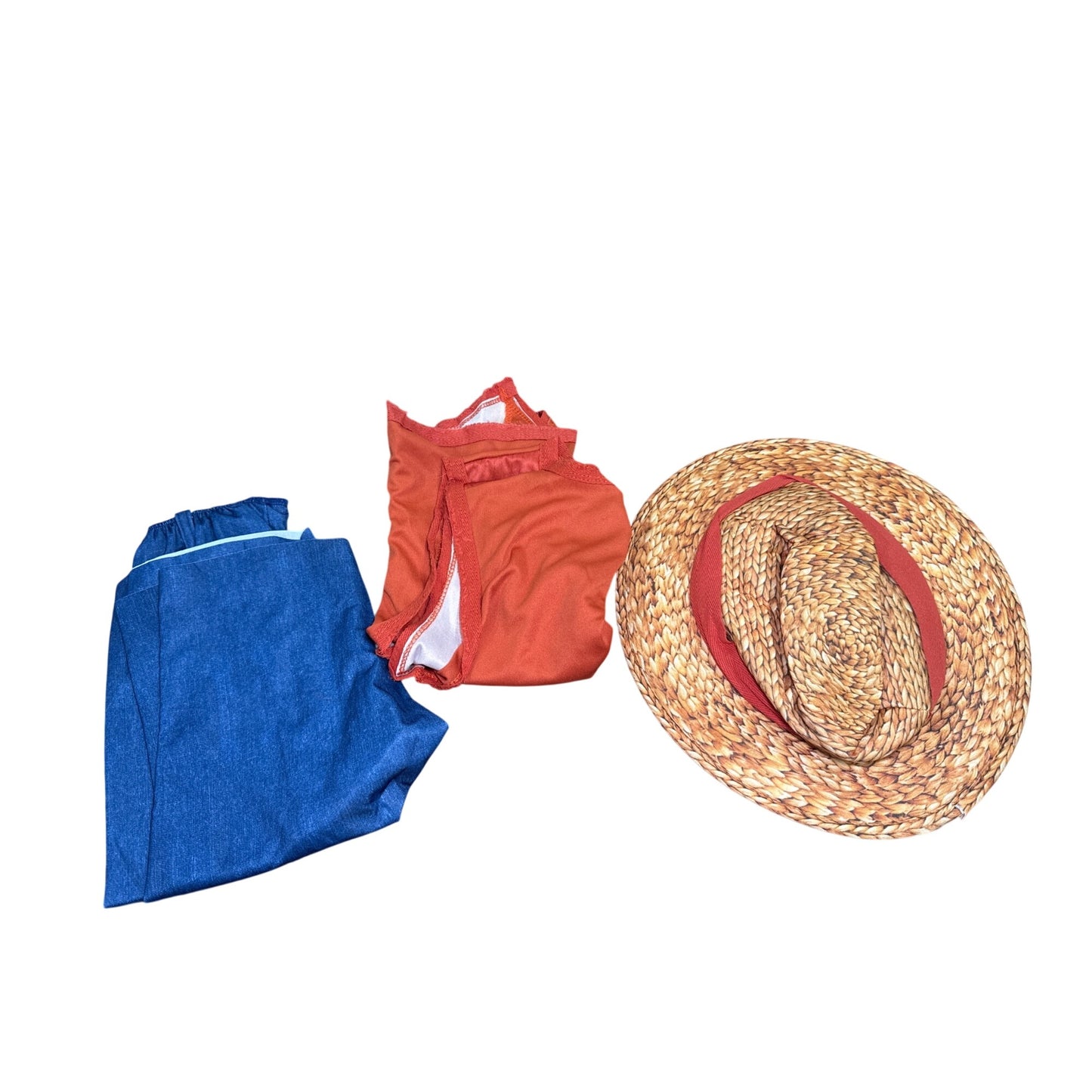 Luffy Youth Costume Netflix One Piece Vest Hat & Shorts Medium Size 7-8 By InSpirit Designs