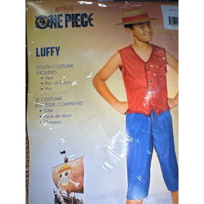 Luffy Youth Costume Netflix One Piece Vest Hat & Shorts Medium Size 7-8 By InSpirit Designs