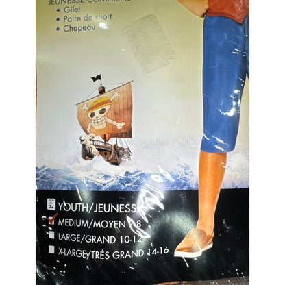 Luffy Youth Costume Netflix One Piece Vest Hat & Shorts Medium Size 7-8 By InSpirit Designs