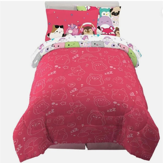 Original Squishmallows 5 Piece Reversible Twin Bedding Set With Comforter Sheets & Pillowcase