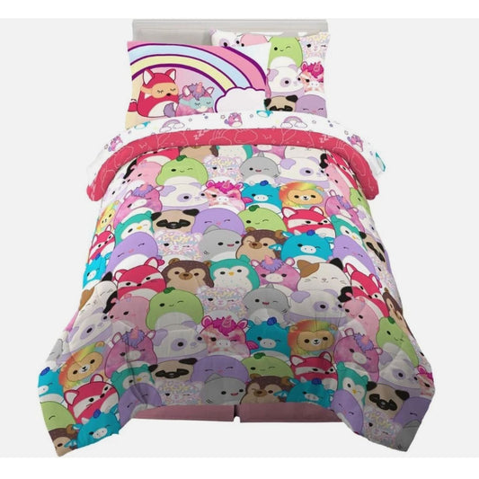 Original Squishmallows 5 Piece Reversible Twin Bedding Set With Comforter Sheets & Pillowcase