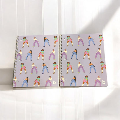 Be Rooted 1 Subject Notebook 70 Sheets Lined Paper 8.5x10.5" Dancing Girl Design Purple Cover Spiral Bound Set Of 2