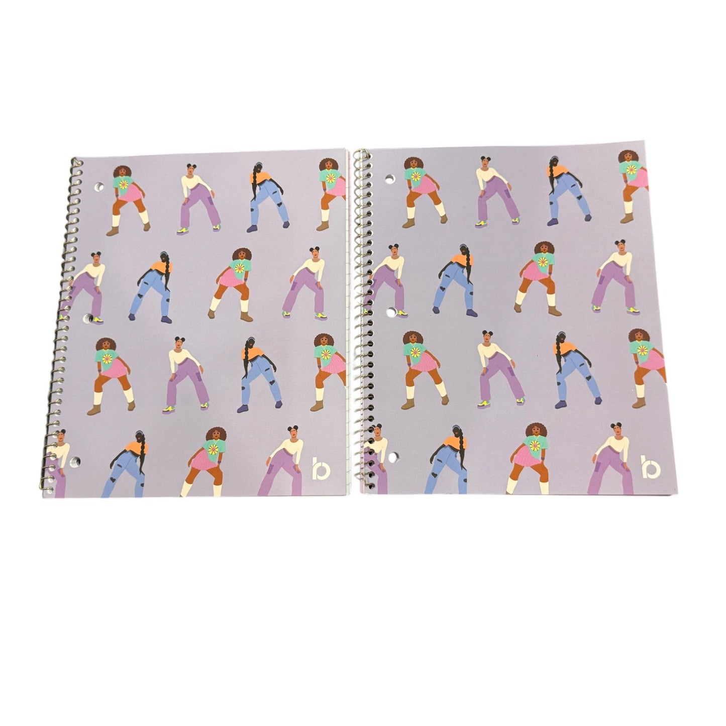 Be Rooted 1 Subject Notebook 70 Sheets Lined Paper 8.5x10.5" Dancing Girl Design Purple Cover Spiral Bound Set Of 2