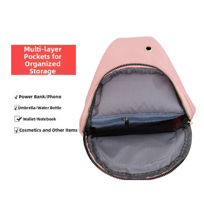 Quilted Black Nylon Crossbody Sling Bag With Gold Zippers & Adjustable Strap - Lightweight & Compact