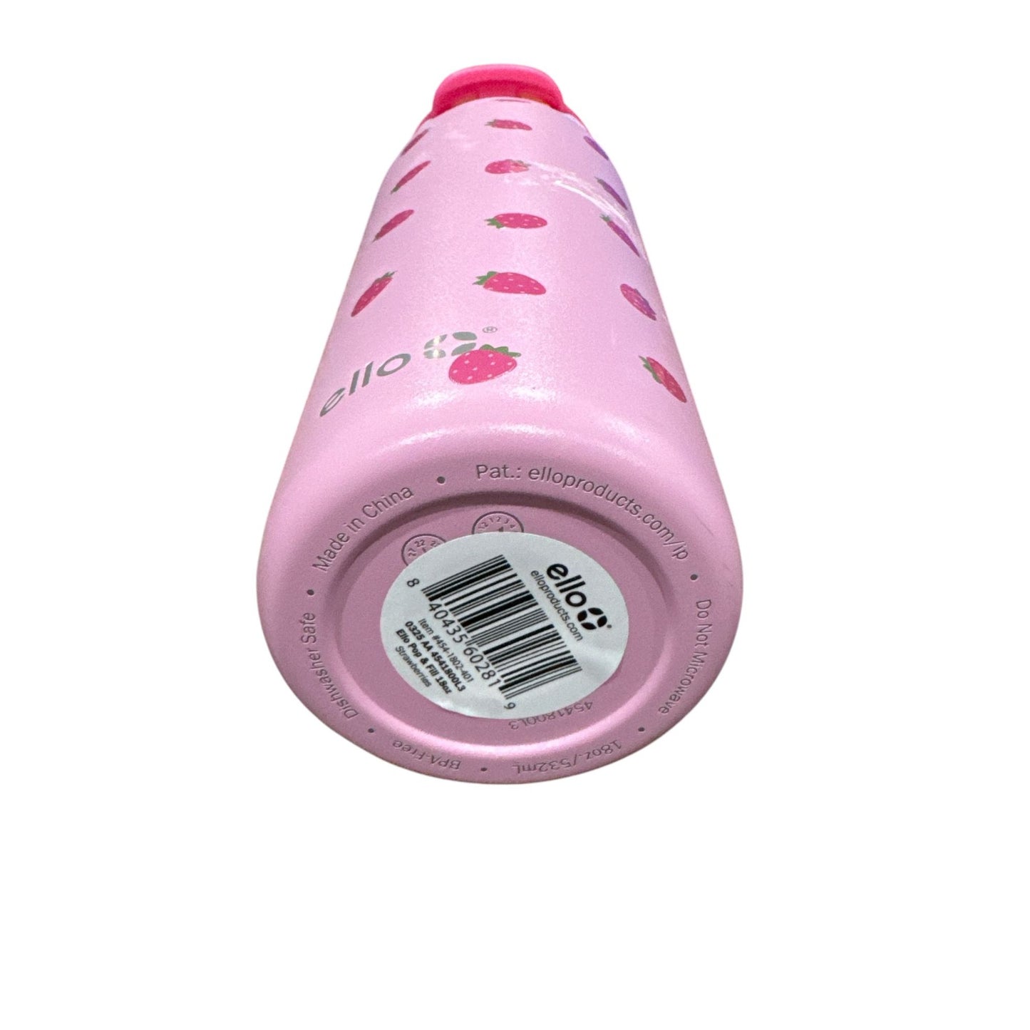 Ello Kids 18 Oz Pink Strawberry BPA-Free Locking Lid Water Bottle